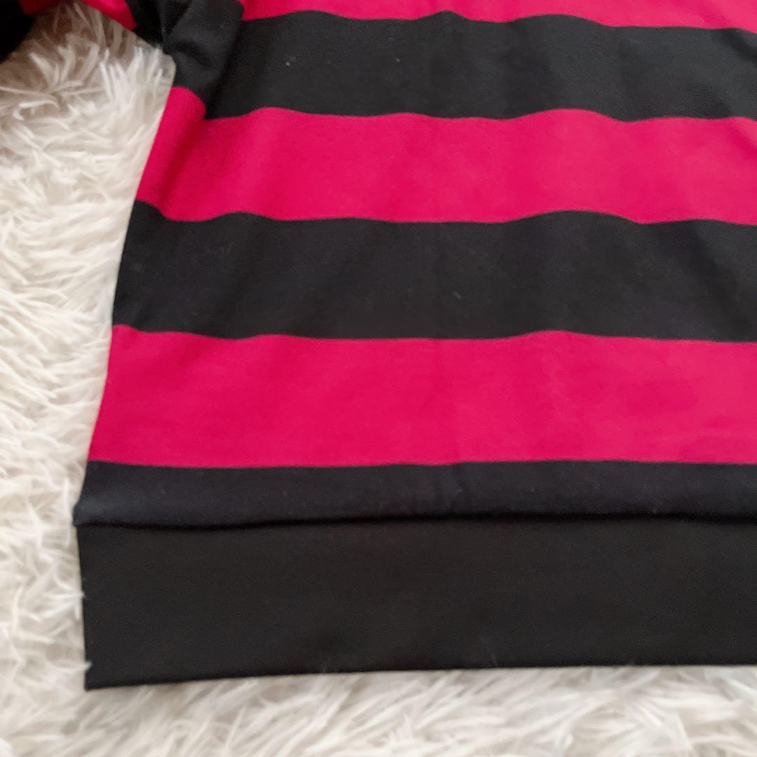 Jack Bunny!!✨裏毛起毛ボーダー ハイネック プルオーバー ピンク 0