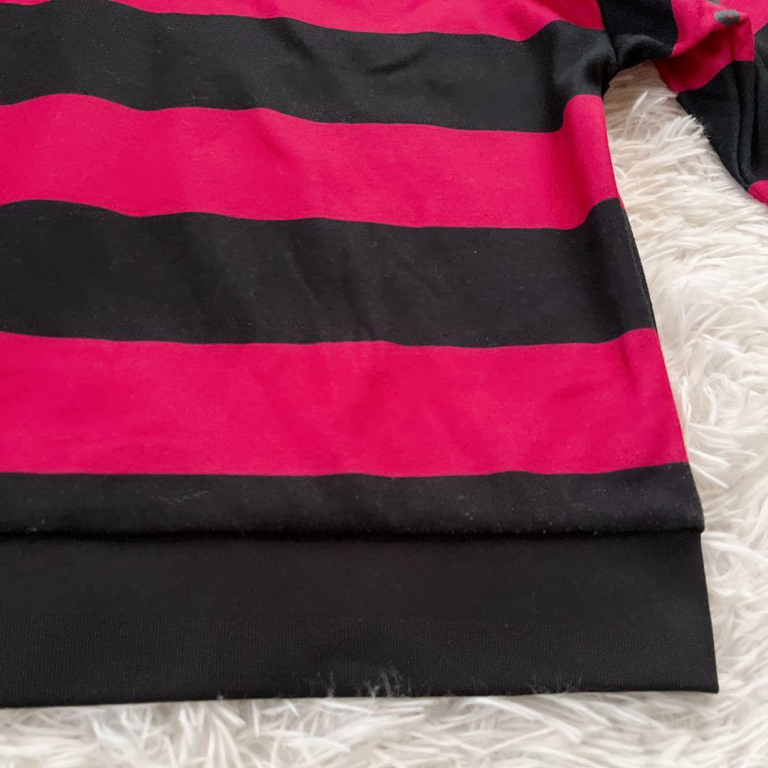 Jack Bunny!!✨裏毛起毛ボーダー ハイネック プルオーバー ピンク 0