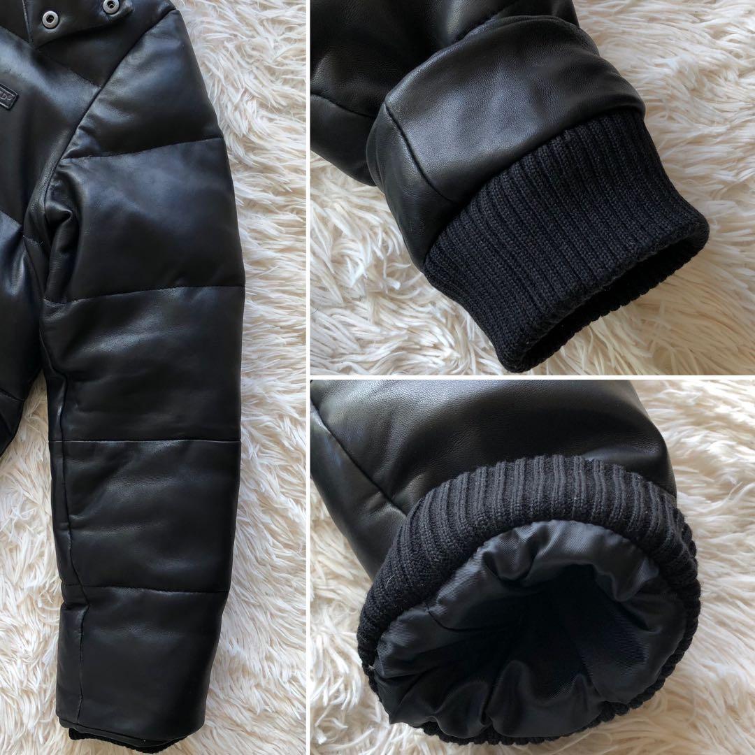 【美品 ラムレザー2XL】アヴィレックス　レザーダウンジャケット　黒　2way