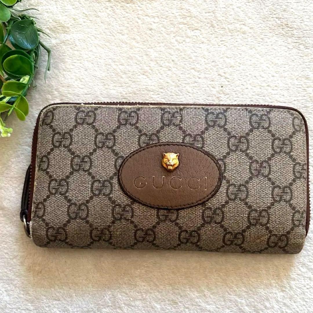 グッチ 長財布 アニマリエタイガー GGスプリーム ネオヴィンテージ ジップ