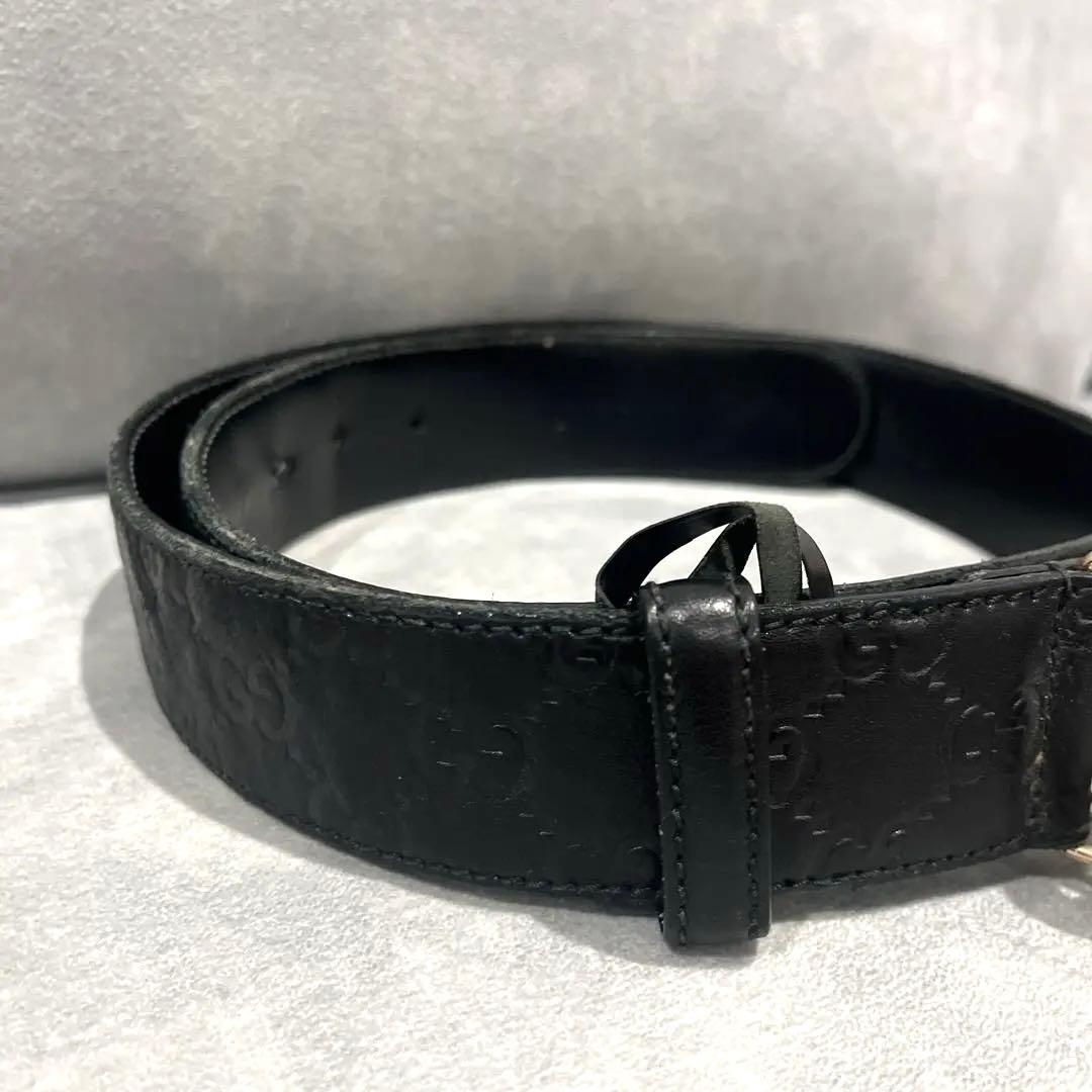 GUCCI ブラックレザー GGロゴ ベルト