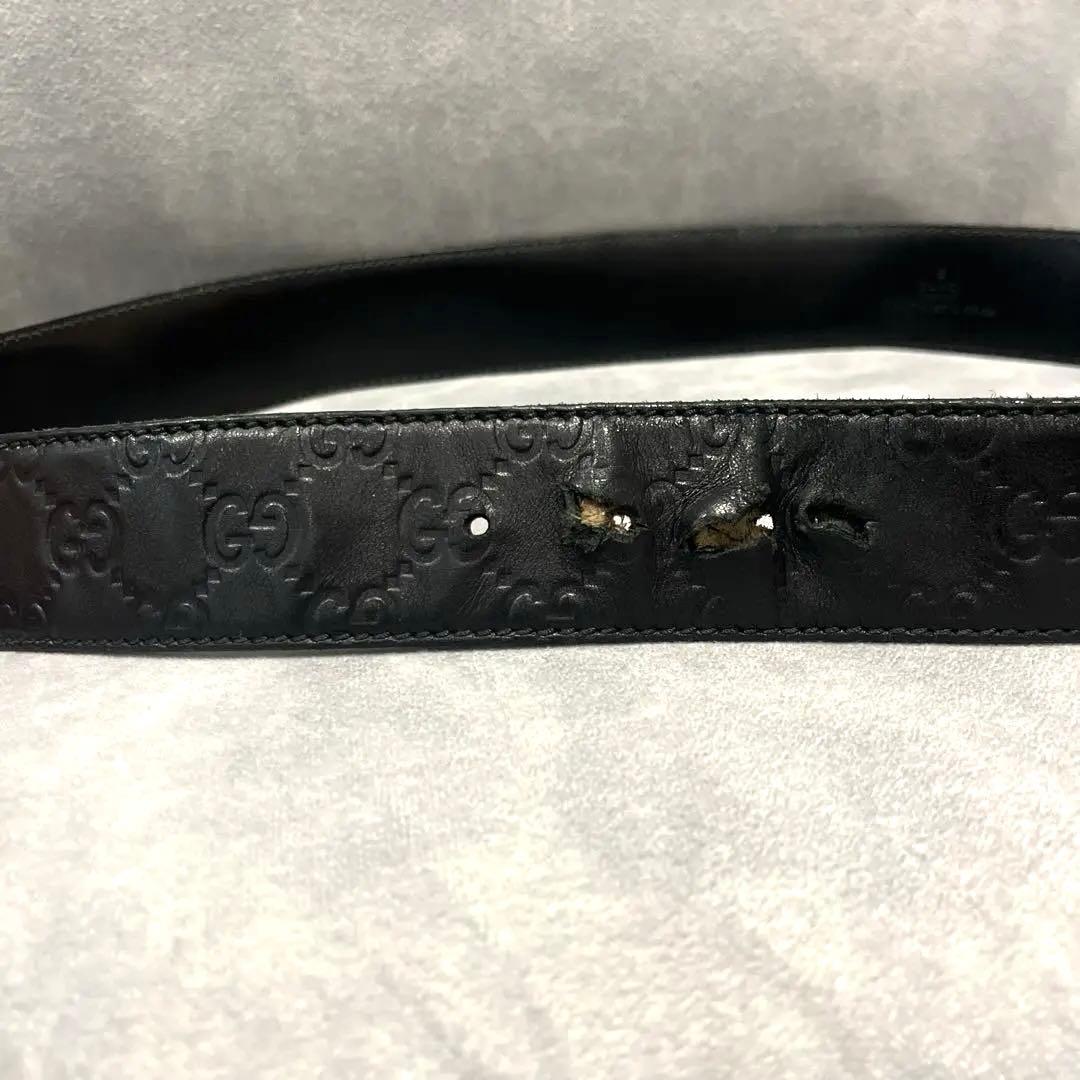 GUCCI ブラックレザー GGロゴ ベルト