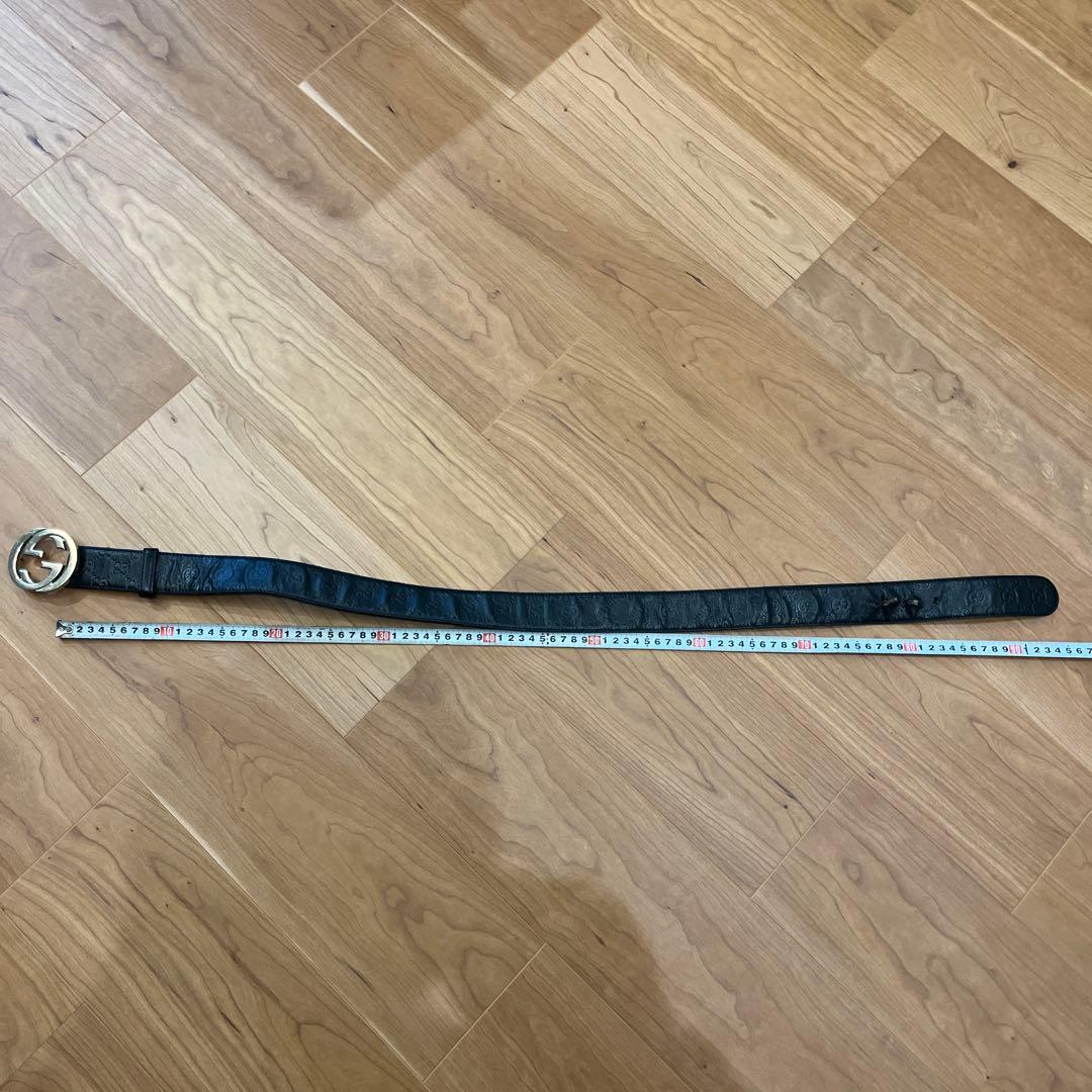 GUCCI ブラックレザー GGロゴ ベルト