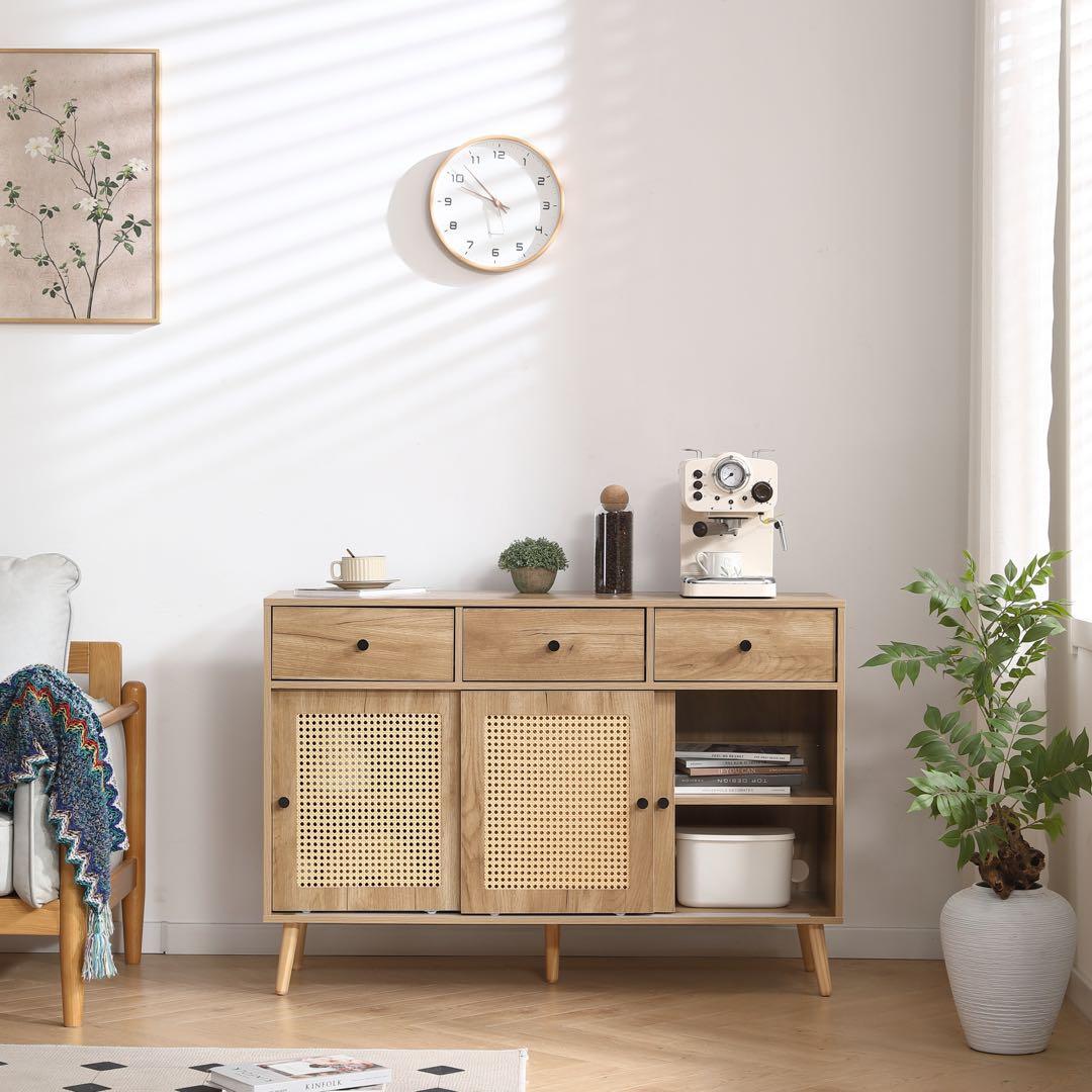 新品】ナチュラル ラタン風2段チェスト 大容量引き出し リビング用