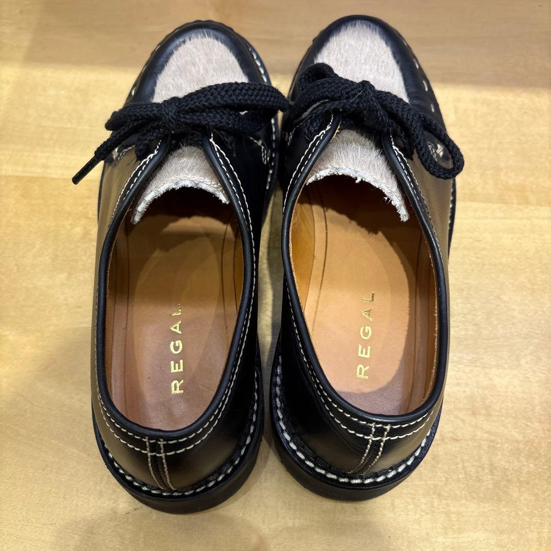美品 リーガル チロリアンシューズ 革靴 23.5cm ブラック ハラコ レザー