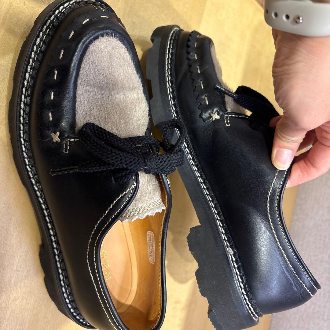 美品 リーガル チロリアンシューズ 革靴 23.5cm ブラック ハラコ レザー