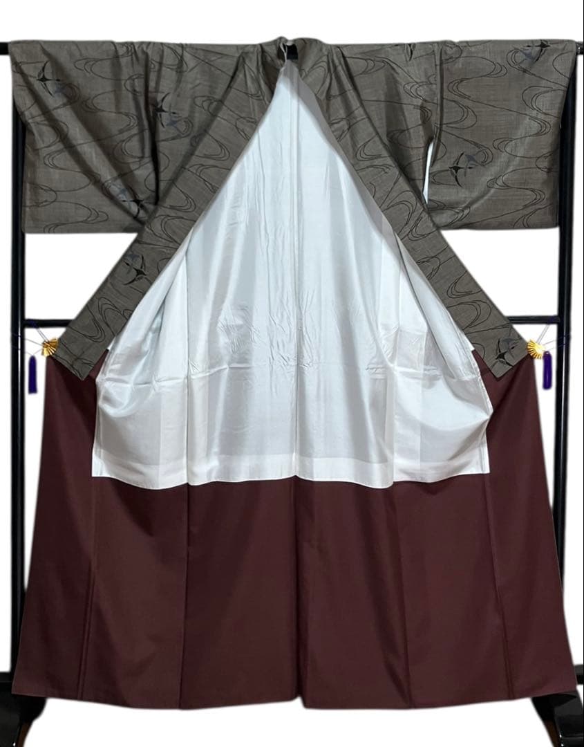 本場大島紬 経緯絣 9マルキ 小紋 飛翔鶴 イ6460