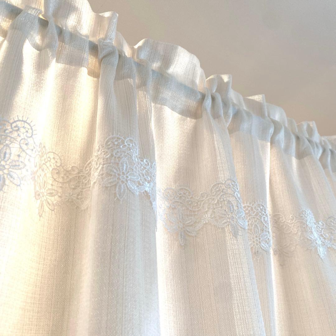 カフェカーテン✿*:❛ねむ❕❜刺繍レース✩.*ハンドメイド*:..。♡*゜