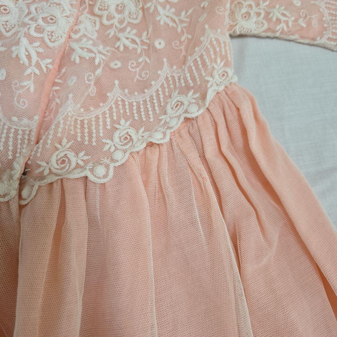 アンティークビスクドール　ドレス　フランスアンティーク　レースドレス　ボネ付き