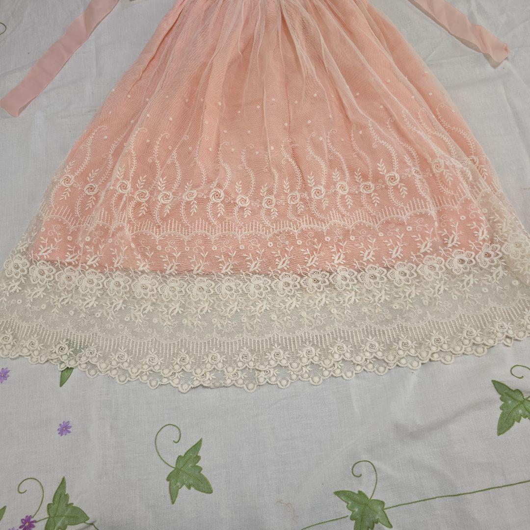 アンティークビスクドール　ドレス　フランスアンティーク　レースドレス　ボネ付き