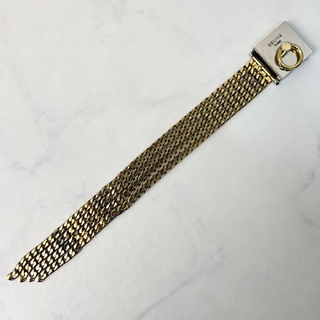 【希少】OLD CELINE ガンチーニ 4連 喜平 チェーン ブレスレット