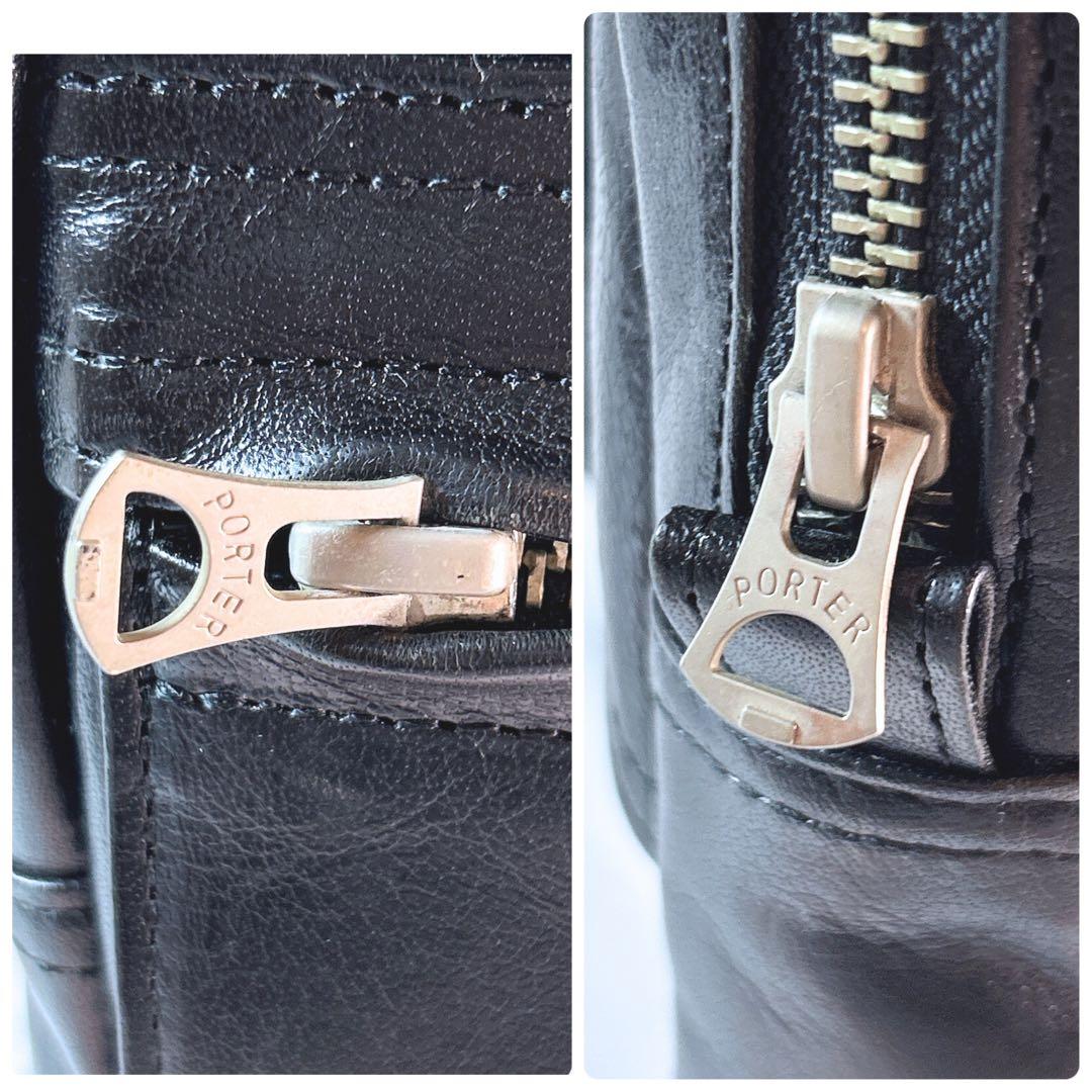 美品 PORTER オールレザー ウエストバッグ ボディバッグ スクエア 廃盤品