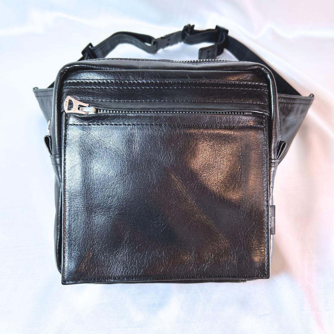 美品 PORTER オールレザー ウエストバッグ ボディバッグ スクエア 廃盤品