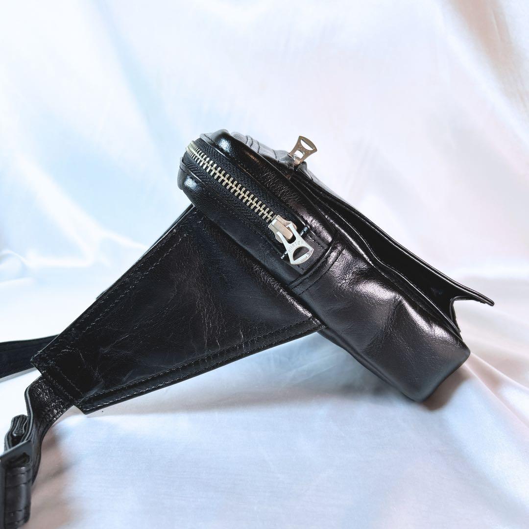 美品 PORTER オールレザー ウエストバッグ ボディバッグ スクエア 廃盤品