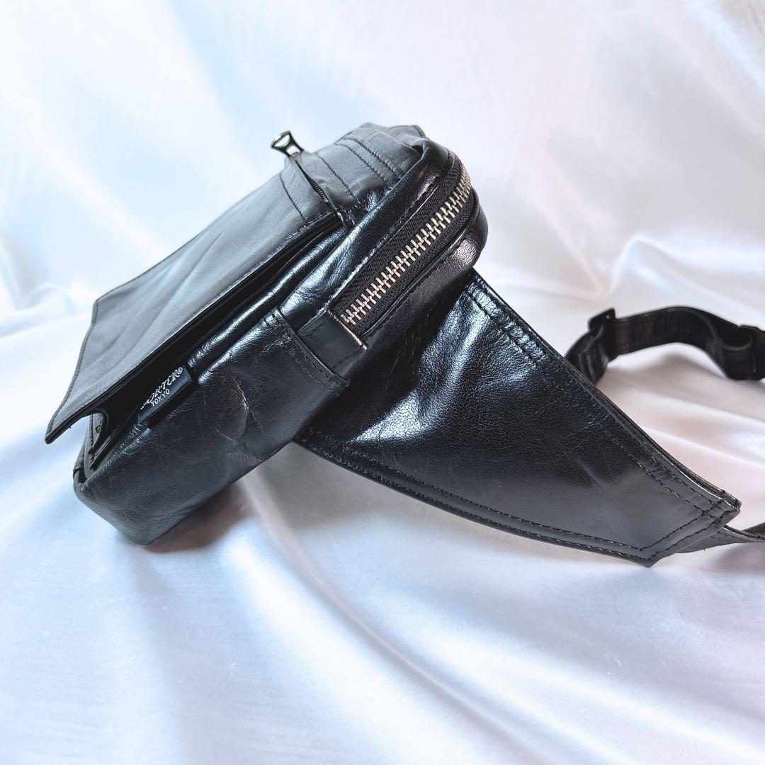 美品 PORTER オールレザー ウエストバッグ ボディバッグ スクエア 廃盤品