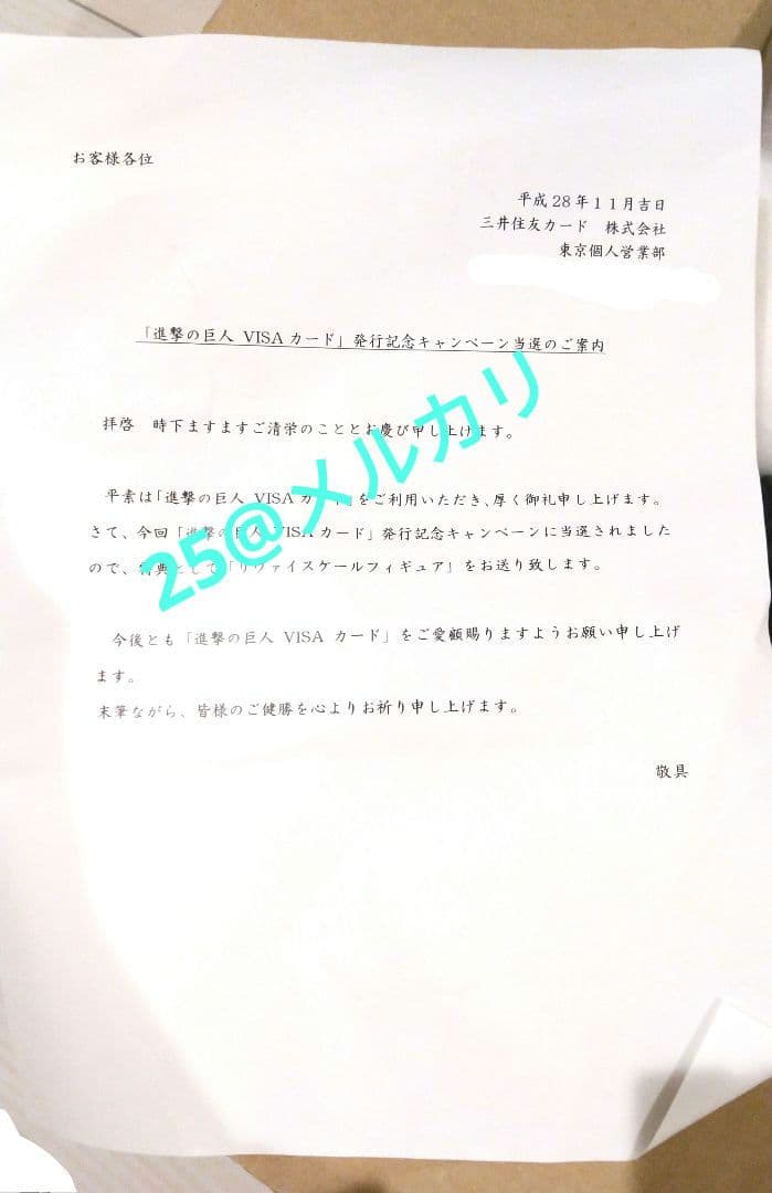 当選品 進撃の巨人VISAカード発行記念キャンペーン リヴァイスケール