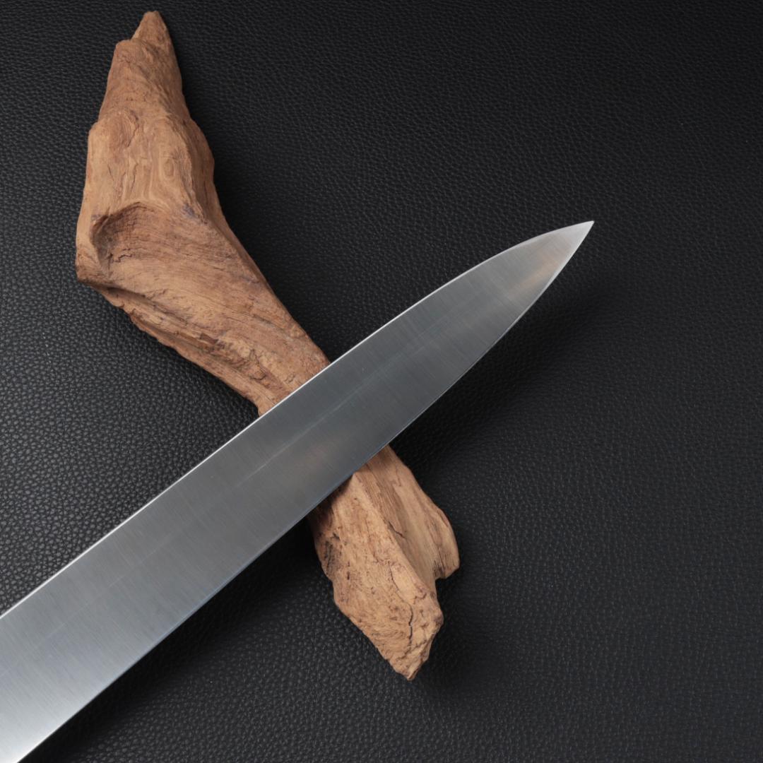 10918左利き用 柳刃包丁 尺 刺身包丁 刃は究極の切れ味 黒檀黒水牛八角柄