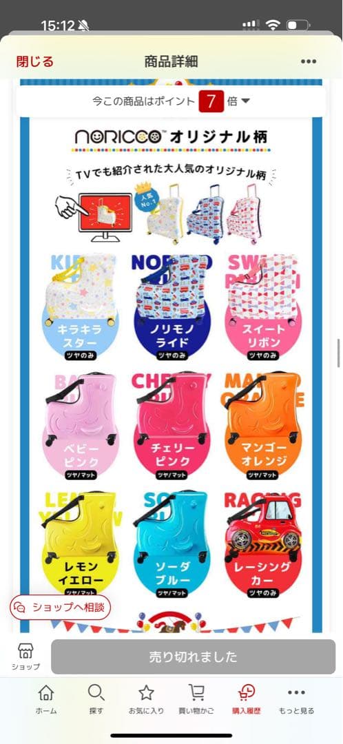 ノリッコ　キャリーケース　NORICCO 子載せ