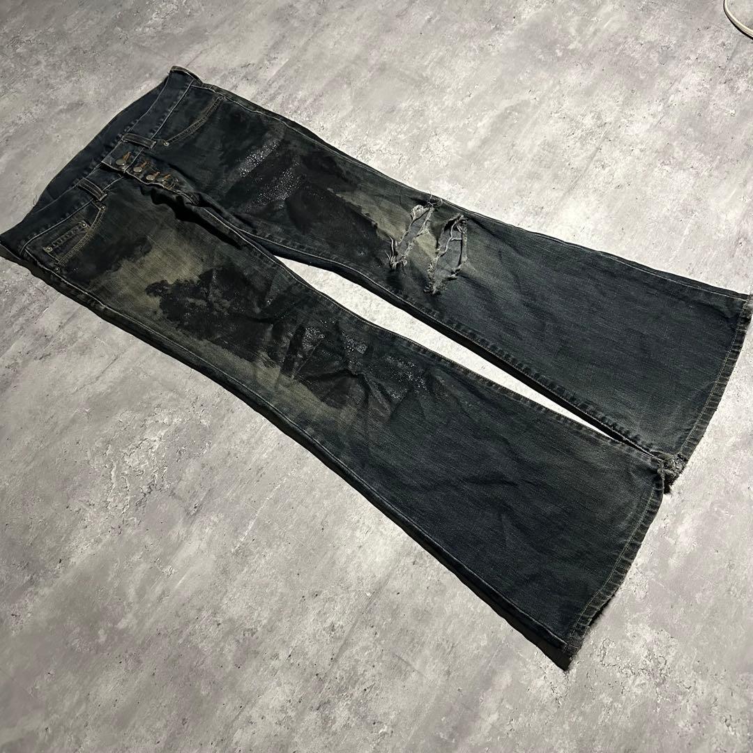 着画あり tornado mart coating flare denim