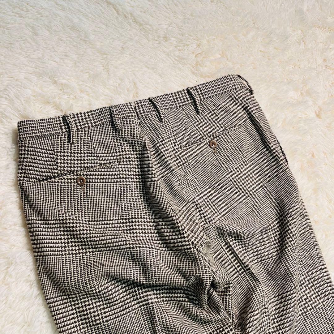 INCOTEX SLIMFIT Glen Check slacks 50 茶