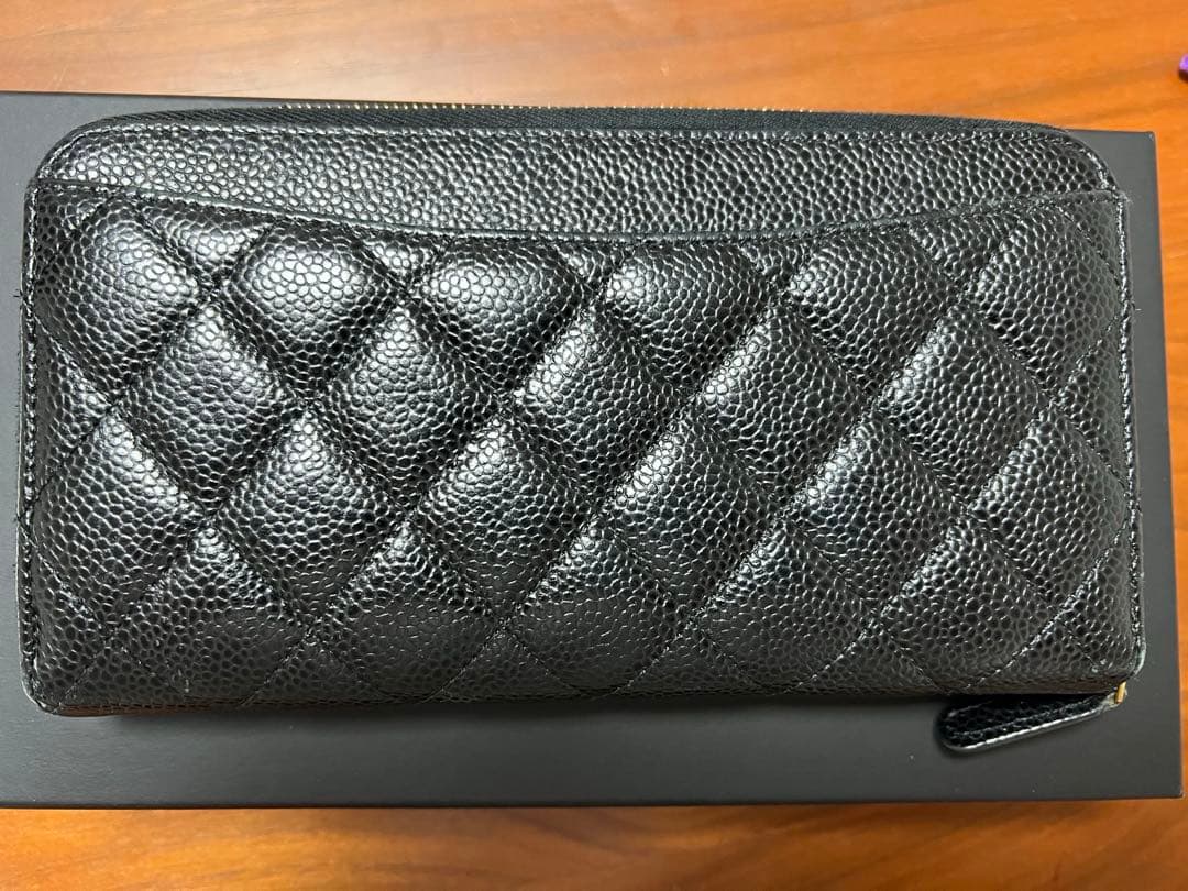 CHANEL ブラック キルティング長財布（レシート、箱付付） CHANEL ブラック