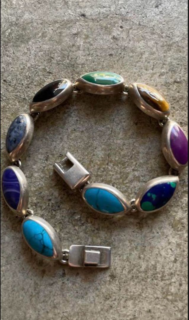 メキシコ マルチカラーストーンブレスレット silver950 925