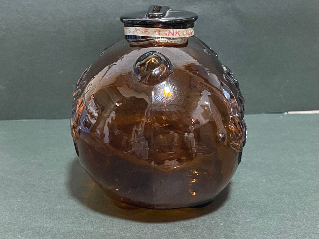 初期の台湾レア オールド ガラス クラフト ピッグ マネーボックス　2個セット