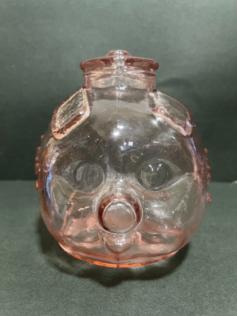 初期の台湾レア オールド ガラス クラフト ピッグ マネーボックス　2個セット