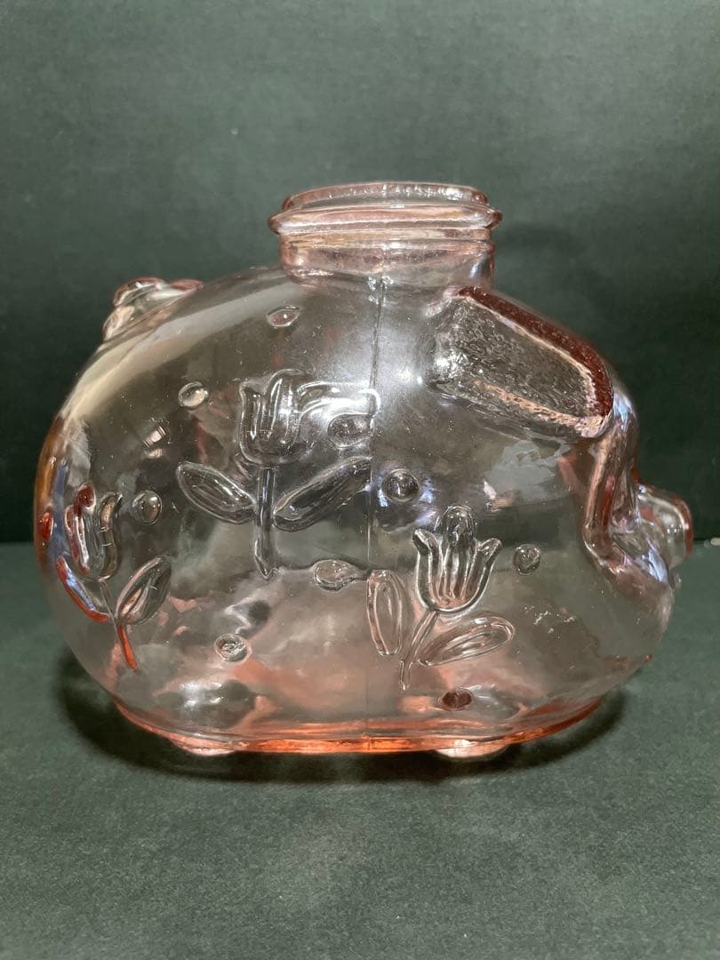 初期の台湾レア オールド ガラス クラフト ピッグ マネーボックス　2個セット