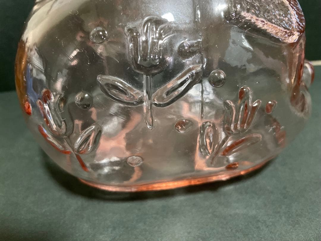 初期の台湾レア オールド ガラス クラフト ピッグ マネーボックス　2個セット