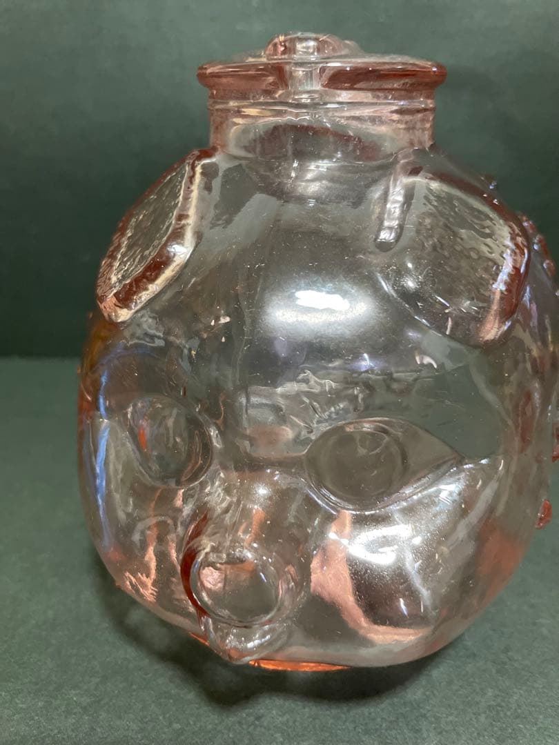 初期の台湾レア オールド ガラス クラフト ピッグ マネーボックス　2個セット