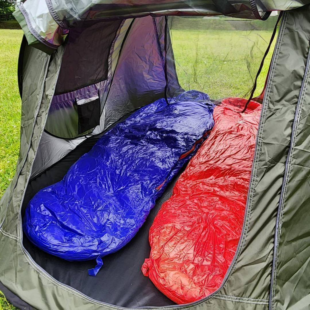 ✨後悔しない寝袋選び✨アウトドア　マミー型寝袋　ダウンシュラフ　ブルー　700g