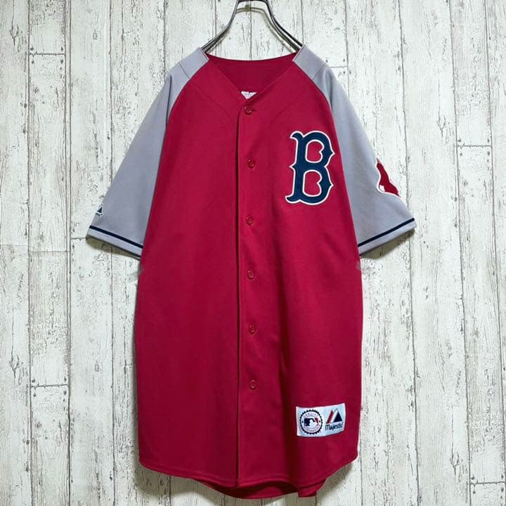 【US古着】 マジェスティック MLB メジャー レッドソックス ゲームシャツ