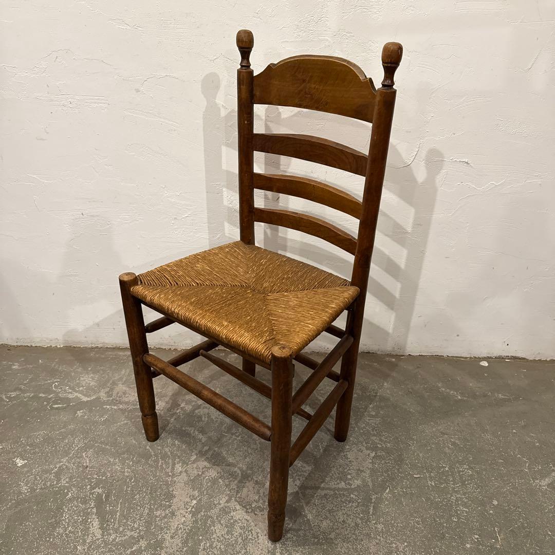 ヴィンテージ　ダイニングチェア　カフェチェア　藁座面　2