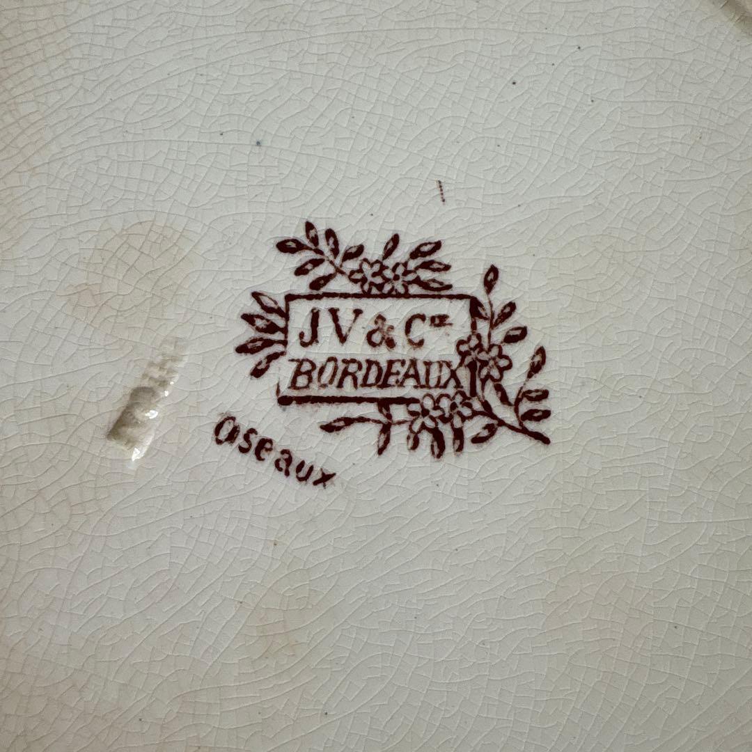 フランス　アンティーク　ボルドー窯　鳥　プレート　大皿