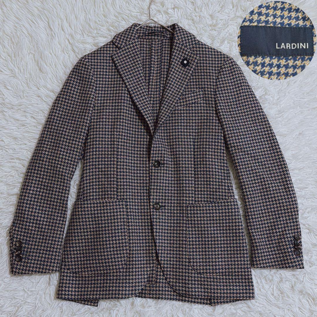 LARDINI 千鳥格子柄 テーラードジャケット ブートニエール付き 特別