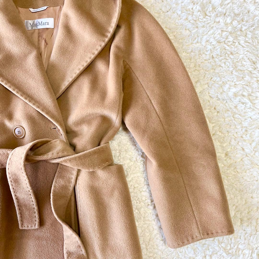 最高級白タグ✨マックスマーラ　ロングコート　ステッチ　カシミヤ　フード　ベルト