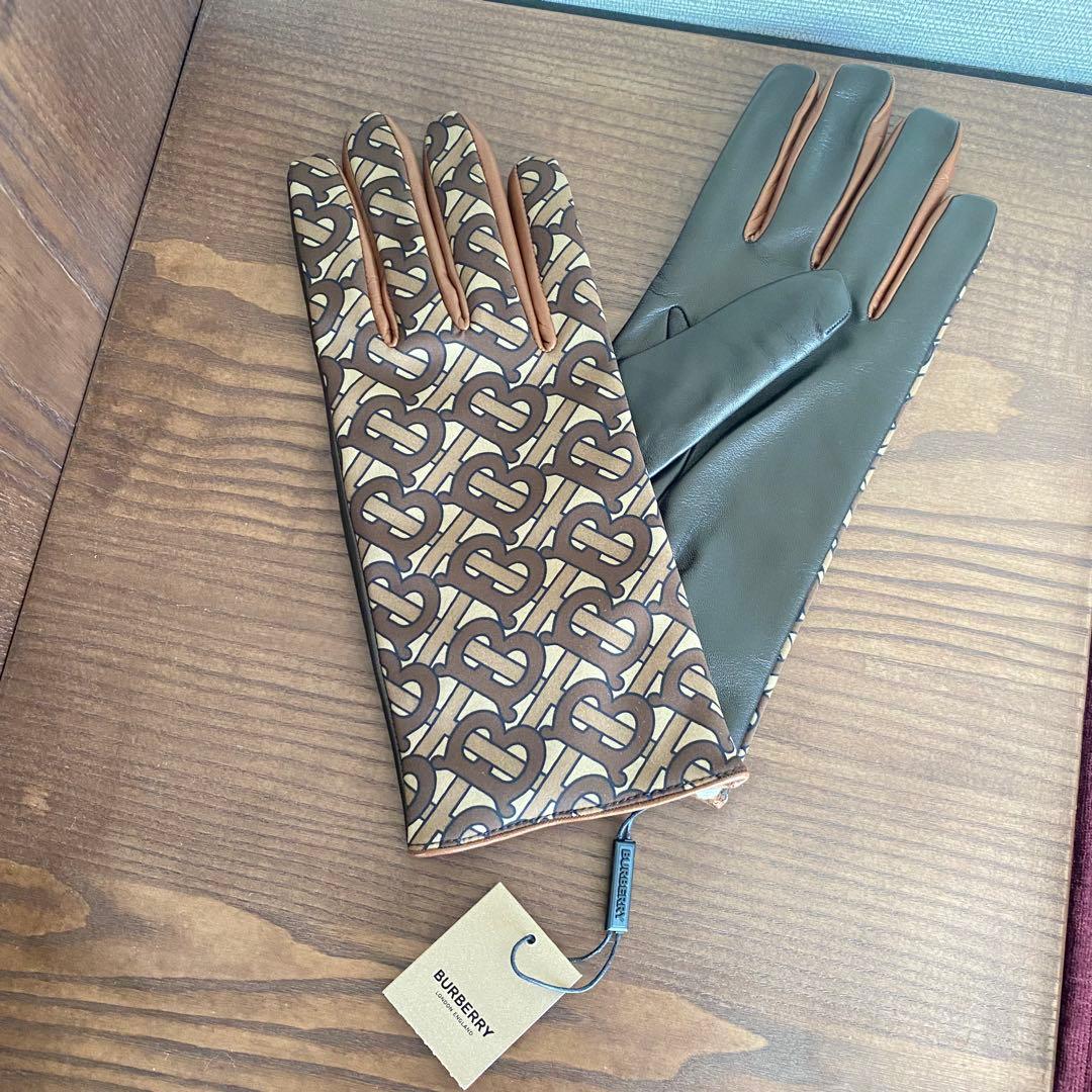 ラスト１【新品】Burberry バーバリー TBロゴ レザー 手袋 グローブ