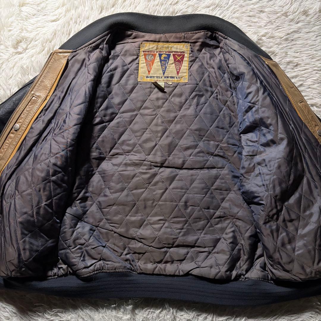 【雰囲気抜群】AVIREX スタジャン オールレザー ワッペン　インディアン