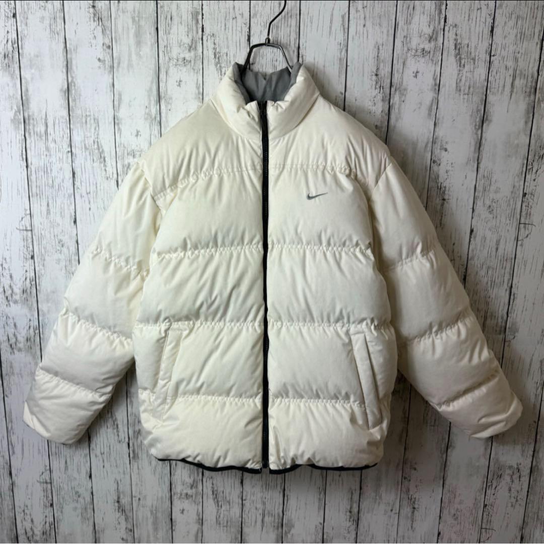 希少】ナイキ リバーシブル ダウンジャケット M 白 ホワイト グレー