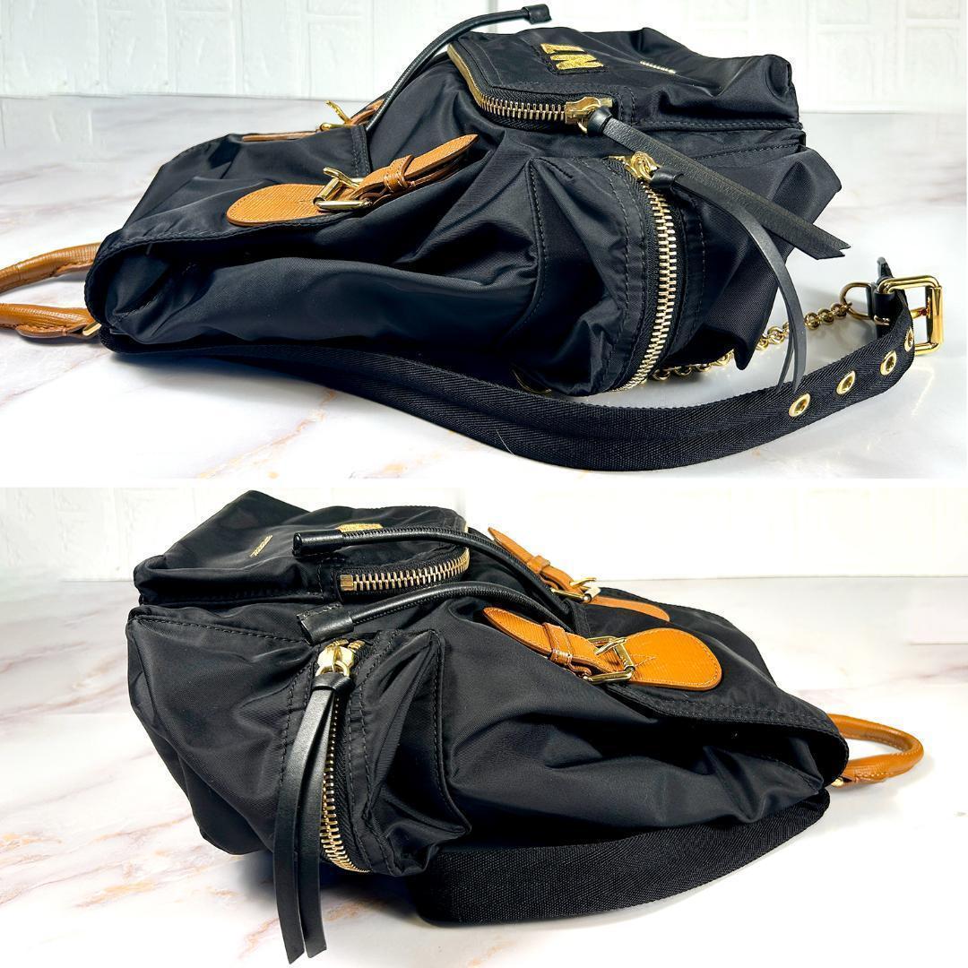 【美品】バーバリー リュック　ナイロン レザー ゴールド金具 　NT刺繍