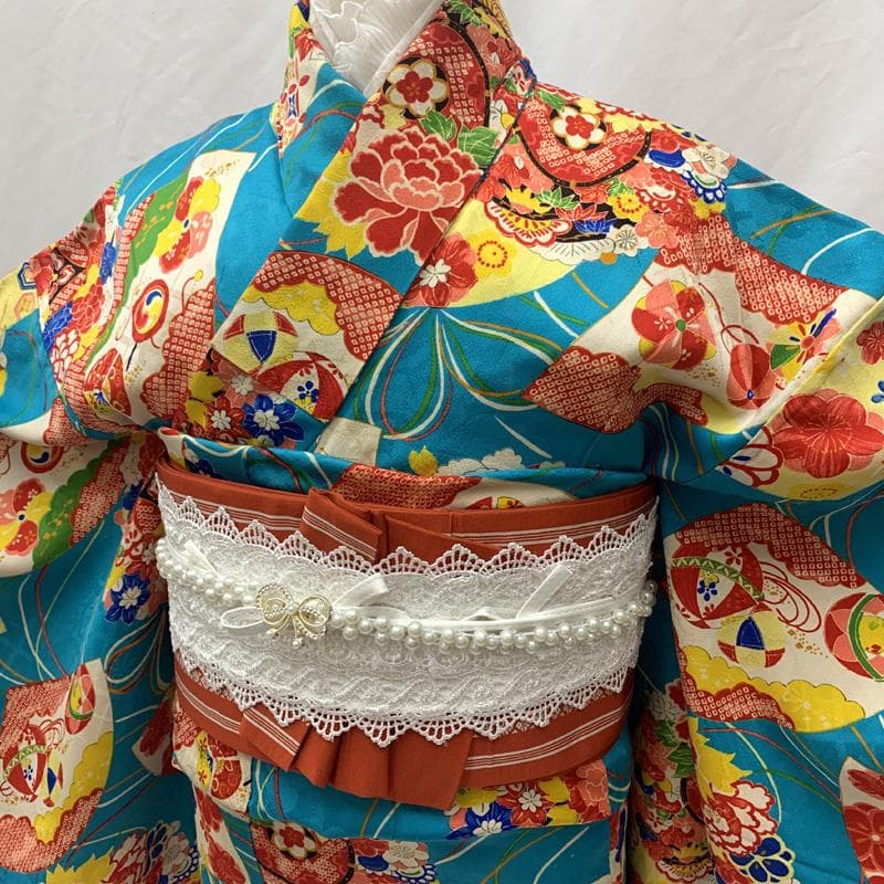 601aj60□ジュニア着物 アンティーク ハーフ成人式 卒業式 十三参り