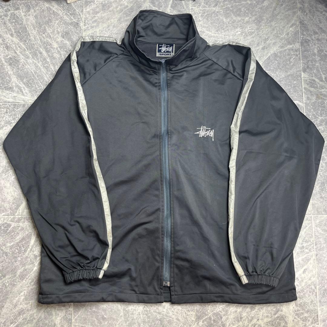 90s OLD STUSSY トラックジャケット ワンポイント刺繍 グレー - メルカリ