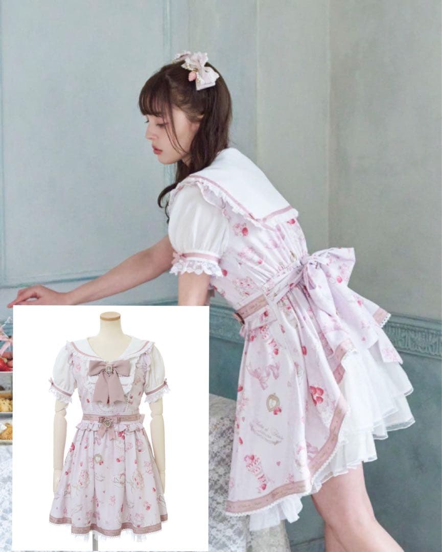 LIZLISA salon de fraise柄 ワンピース 半袖