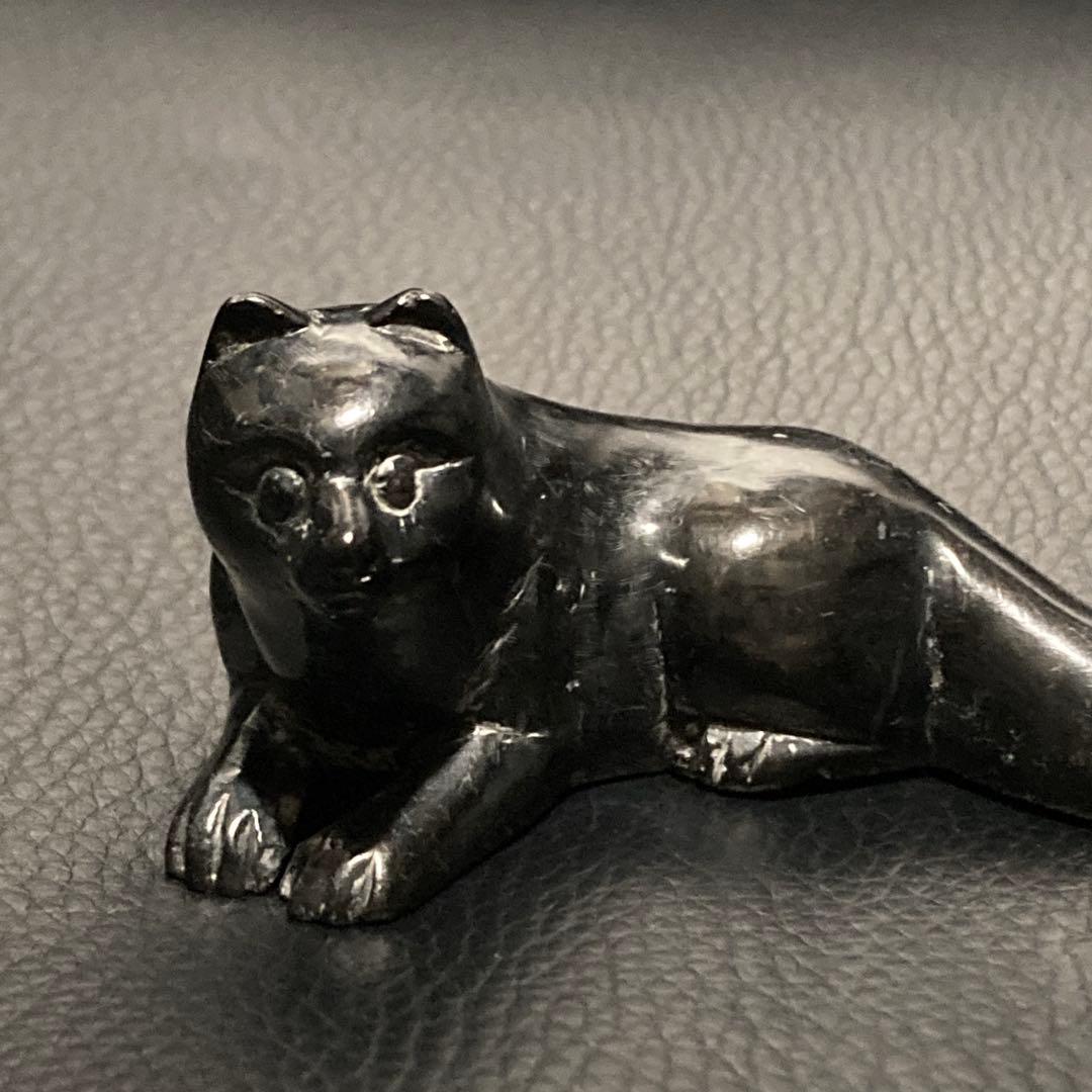 オブシディアン　可愛い犬の彫刻置物　65.6g