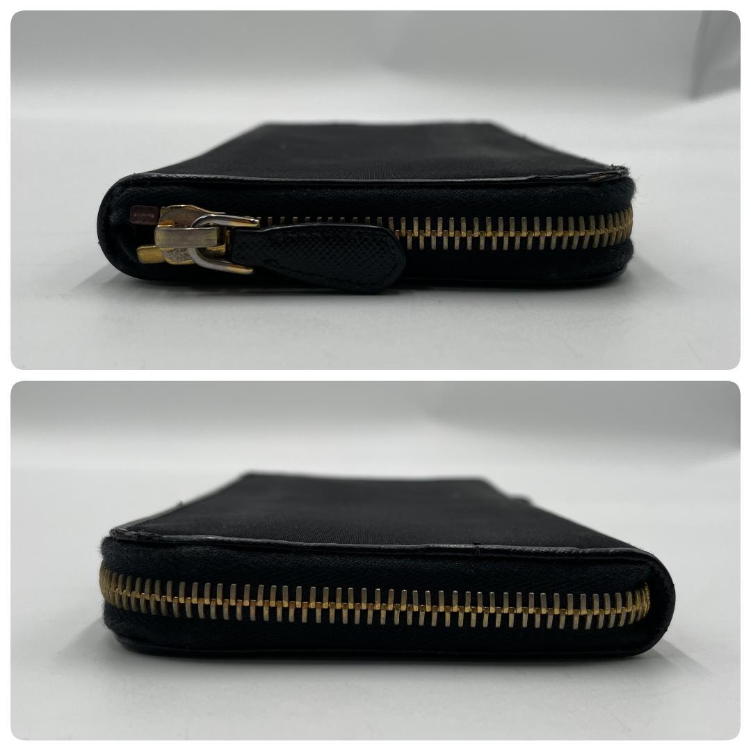 良品 PRADA 財布 ナイロン ブラック 長財布 ラウンドファスナー