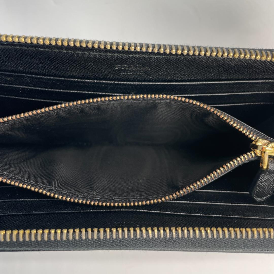 良品 PRADA 財布 ナイロン ブラック 長財布 ラウンドファスナー