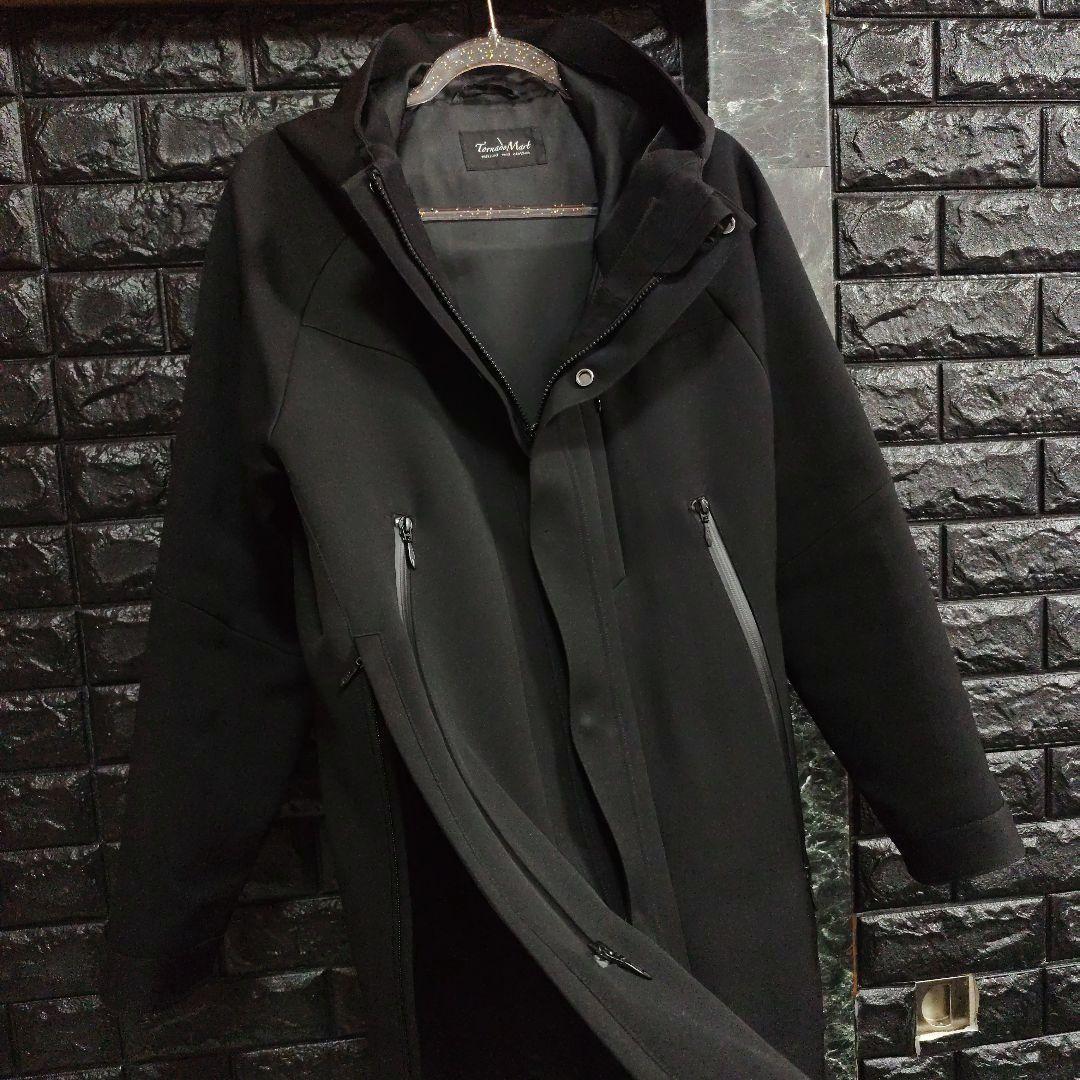 未使用に近いトルネードマート黒４wayフーデッドサイドスリットコート×ジャンパー