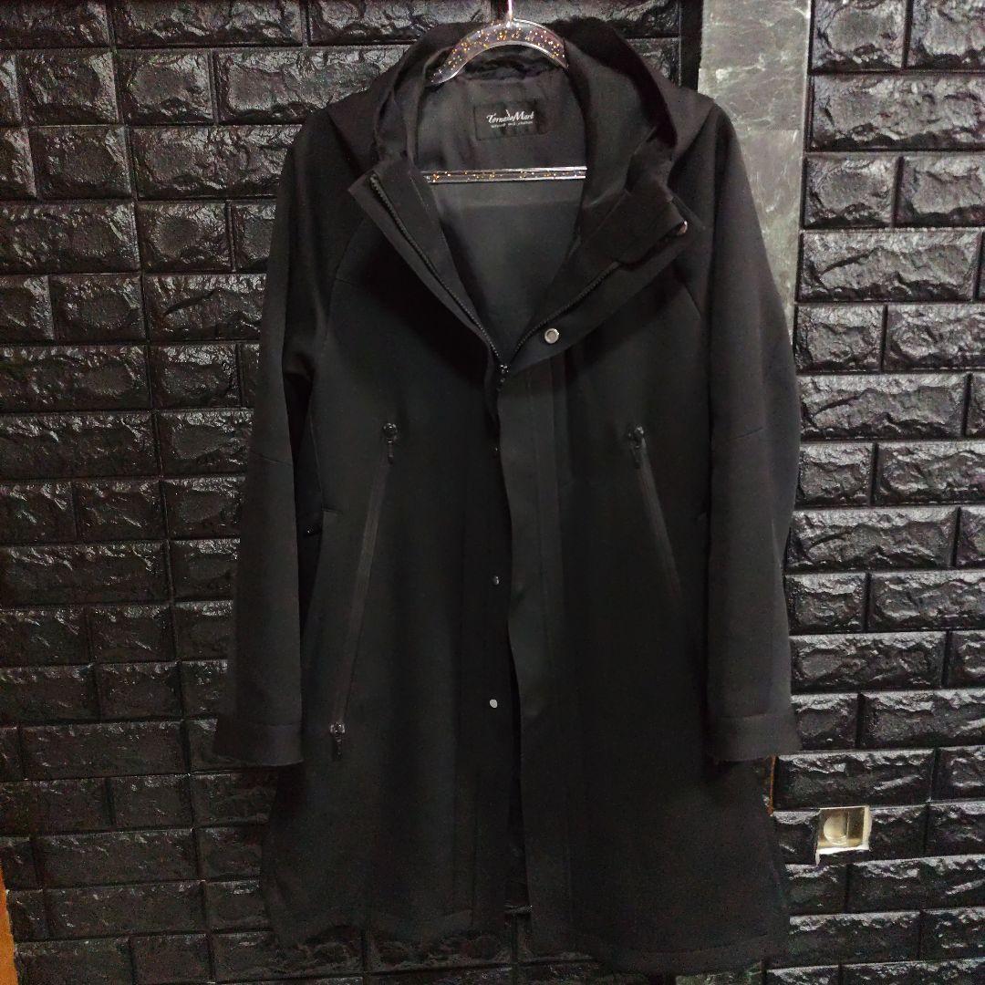 未使用に近いトルネードマート黒４wayフーデッドサイドスリットコート×ジャンパー