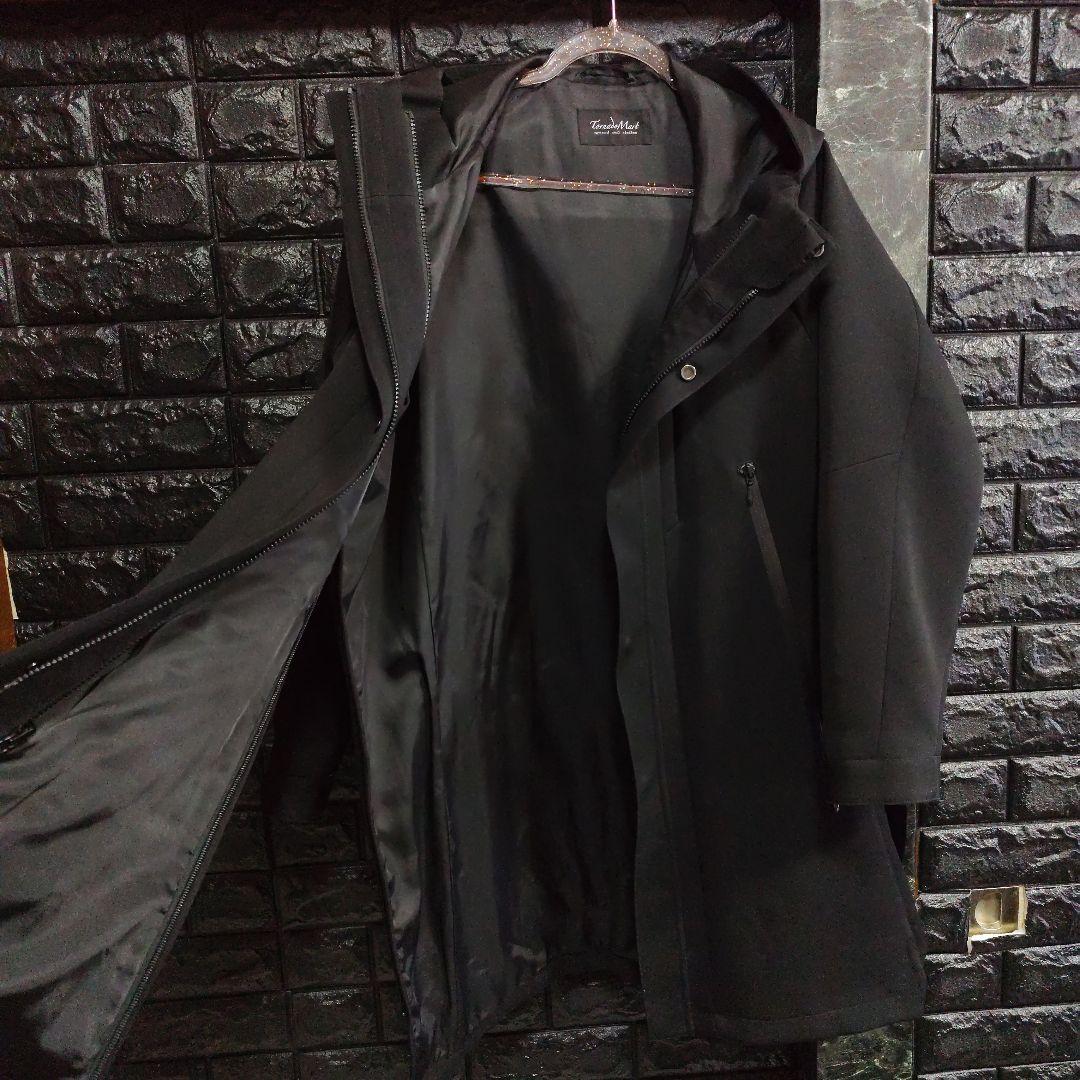 未使用に近いトルネードマート黒４wayフーデッドサイドスリットコート×ジャンパー